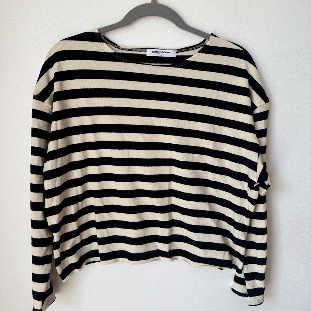 Black and White Striped Long Sleeve Top